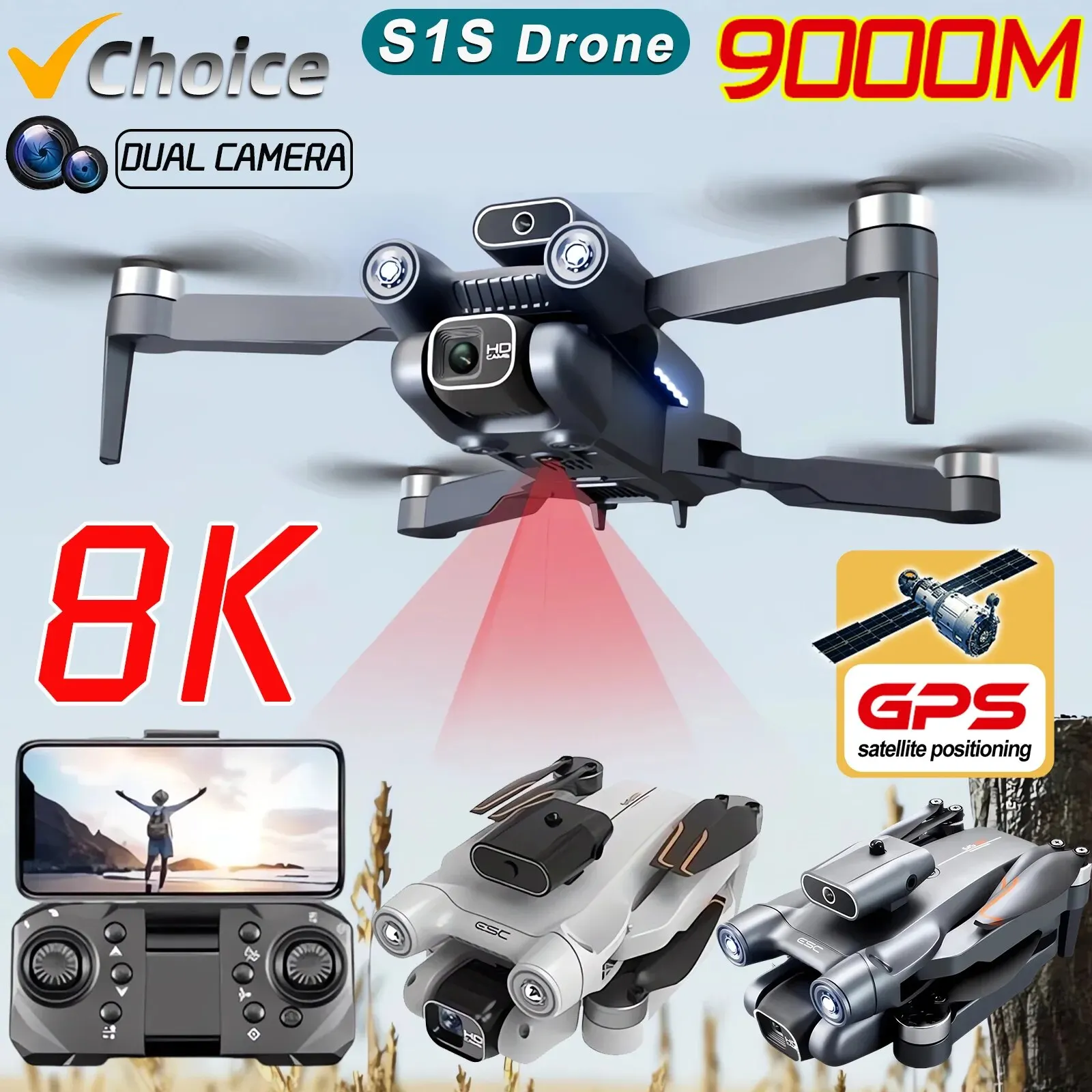 Drone Rc Gps - โดรนติด GPS 5G S1S ใหม่กล้องโดรน8K มอเตอร์ไร้แปรงถ่านไร้แปรงถ่านสำหรับมืออาชีพโดรนกล้อง